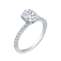 Oval Cut Diamond Floral Engagement Ring in 14K White Gold (Semi-Mount)