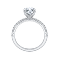 Oval Cut Diamond Floral Engagement Ring in 14K White Gold (Semi-Mount)