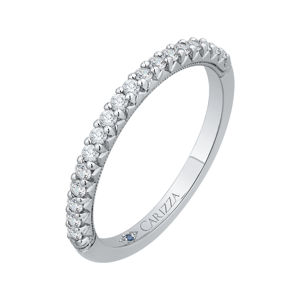 Round Diamond Wedding Band in 14K White Gold