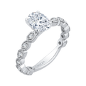 Oval Cut Diamond Floral Engagement Ring in 14K White Gold (Semi-Mount)