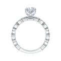 Oval Cut Diamond Floral Engagement Ring in 14K White Gold (Semi-Mount)