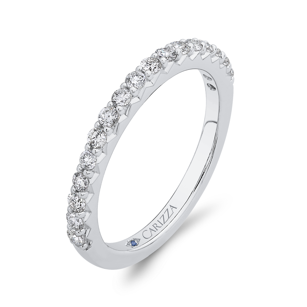 Round Diamond Half-Eternity Wedding Band in 14K White Gold