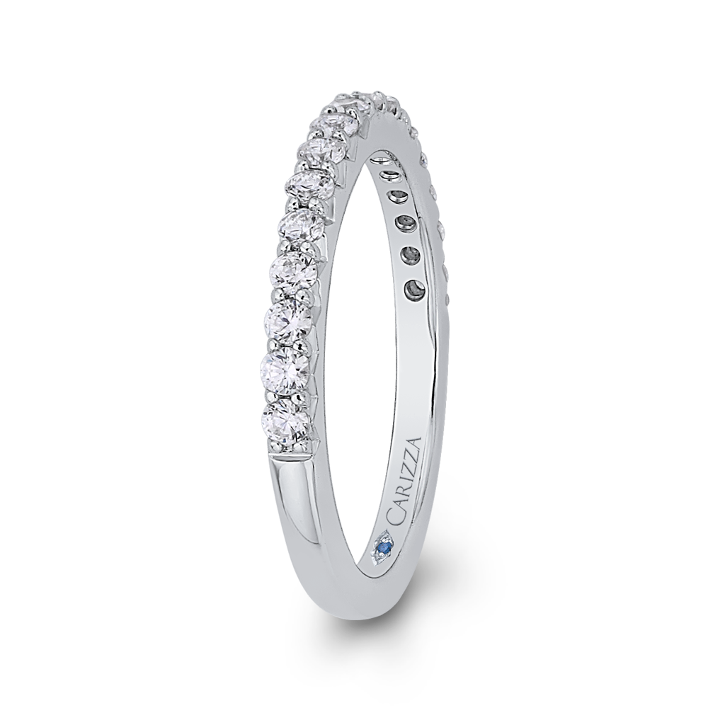 Round Diamond Half-Eternity Wedding Band in 14K White Gold