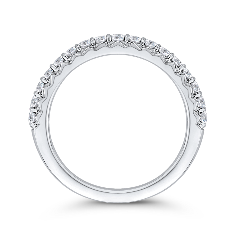 Round Diamond Half-Eternity Wedding Band in 14K White Gold