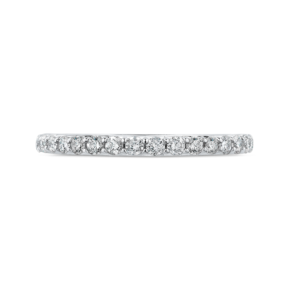 Round Diamond Half-Eternity Wedding Band in 14K White Gold