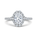 Oval Cut Diamond Halo Engagement Ring in 14K White Gold (Semi-Mount)