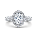 Split Shank Oval Cut Diamond Halo Engagement Ring in 14K White Gold (Semi-Mount)