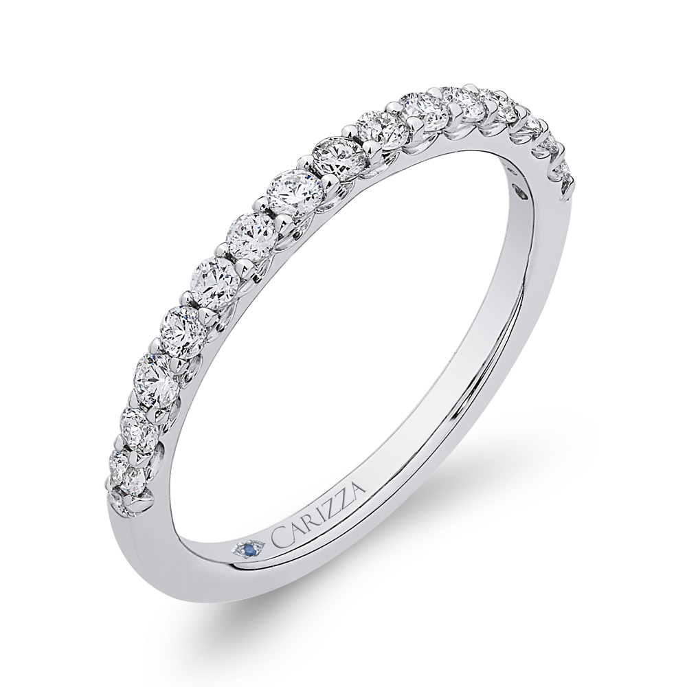 Round Diamond Half-Eternity Wedding Band in 14K White Gold