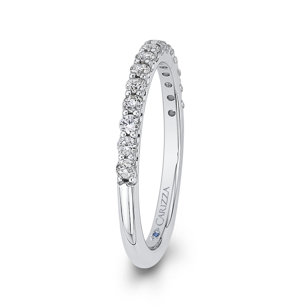 Round Diamond Half-Eternity Wedding Band in 14K White Gold