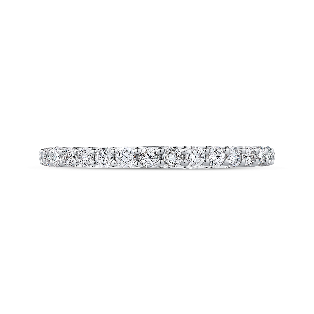 Round Diamond Half-Eternity Wedding Band in 14K White Gold