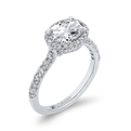 Oval Cut Diamond Halo Engagement Ring in 14K White Gold (Semi-Mount)