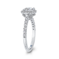 Oval Cut Diamond Halo Engagement Ring in 14K White Gold (Semi-Mount)