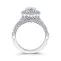 Oval Cut Diamond Halo Vintage Engagement Ring in 14K White Gold (Semi-Mount)