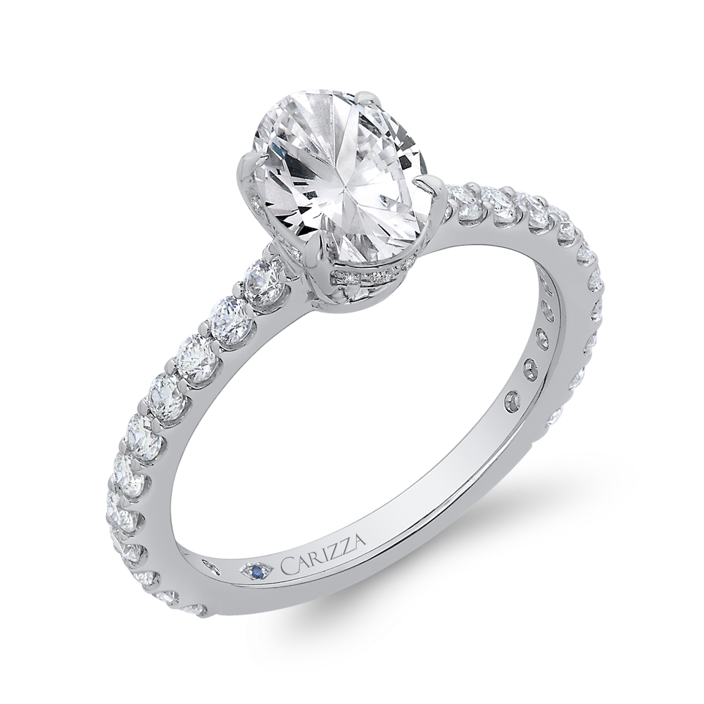 Oval Cut Diamond Engagement Ring in 14K White Gold (Semi-Mount)