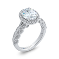 Oval Cut Diamond Floral Halo Engagement Ring in 14K White Gold (Semi-Mount)