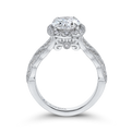 Oval Cut Diamond Floral Halo Engagement Ring in 14K White Gold (Semi-Mount)