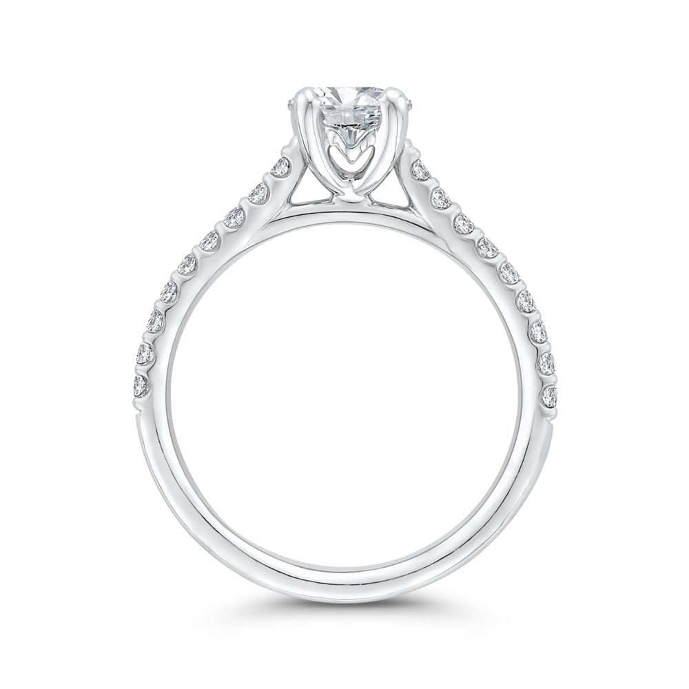 Oval Cut Diamond Classic Engagement Ring in 14K White Gold (Semi-Mount)