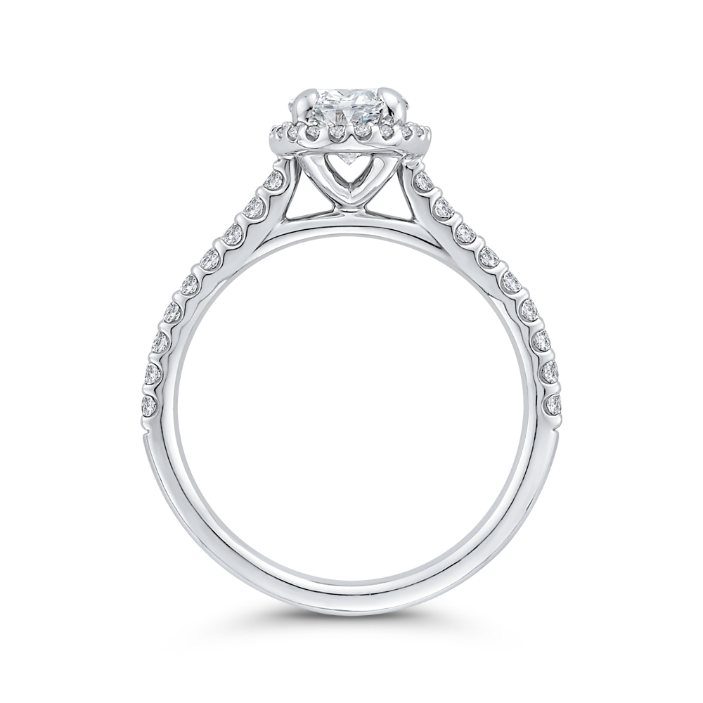 Oval Cut Halo Diamond Classic Engagement Ring in 14K White Gold (Semi-Mount)