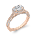 Euro Shank Oval Cut Diamond Halo Engagement Ring in 14K Rose Gold (Semi-Mount)