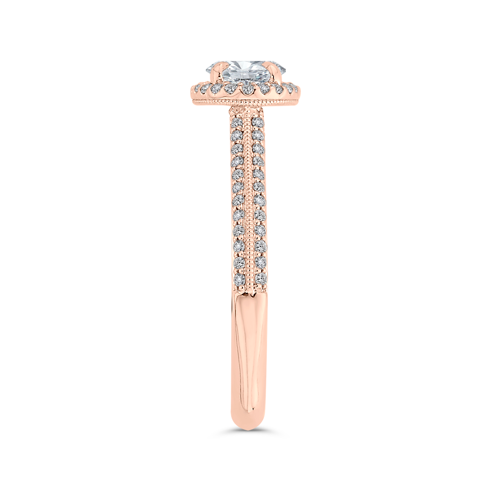 Euro Shank Oval Cut Diamond Halo Engagement Ring in 14K Rose Gold (Semi-Mount)