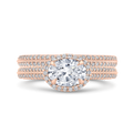 Euro Shank Oval Cut Diamond Halo Engagement Ring in 14K Rose Gold (Semi-Mount)