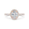 Oval Cut Diamond Halo Engagement Ring in 14K Rose Gold (Semi-Mount)