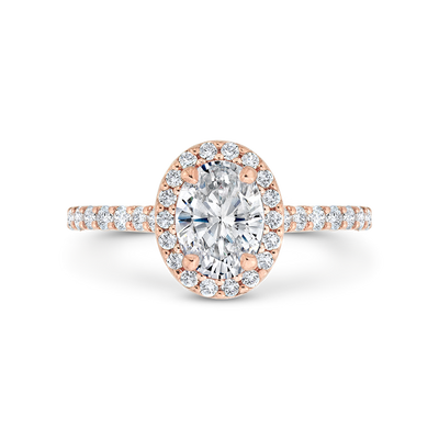 Oval Cut Diamond Halo Engagement Ring in 14K Rose Gold (Semi-Mount)