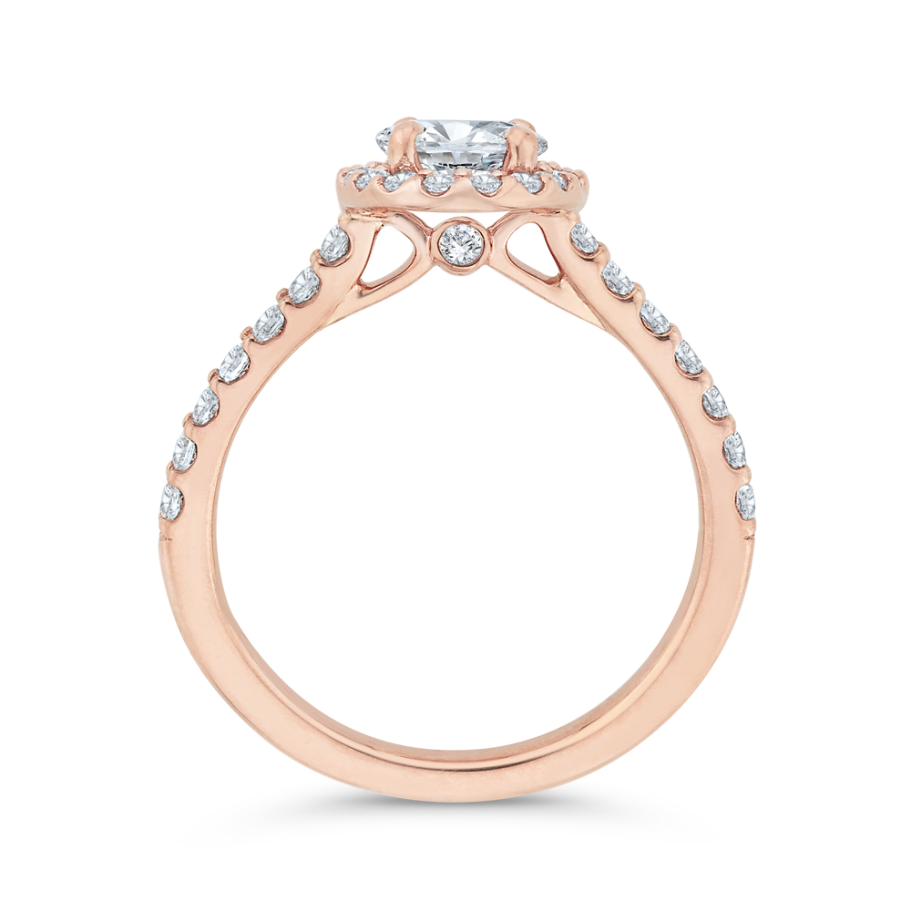 Oval Cut Diamond Halo Engagement Ring in 14K Rose Gold (Semi-Mount)