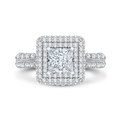 Princess Cut Diamond Double Halo Engagement Ring in 14K White Gold (Semi-Mount)