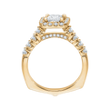 Princess Cut Diamond Halo Engagement Ring with Band in 14K Yellow Gold (Semi-Mount)