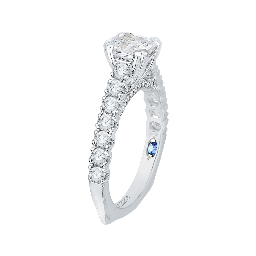 Princess Cut Diamond Cathedral Style Engagement Ring in 14K White Gold (Semi-Mount)