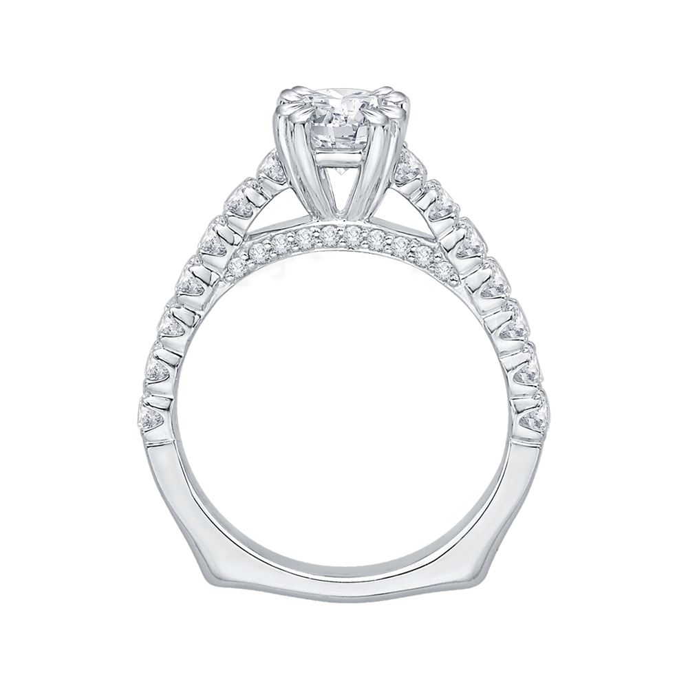 Princess Cut Diamond Cathedral Style Engagement Ring in 14K White Gold (Semi-Mount)