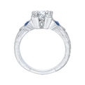 Princess Cut Diamond Engagement Ring with Sapphire in 14K White Gold (Semi-Mount)