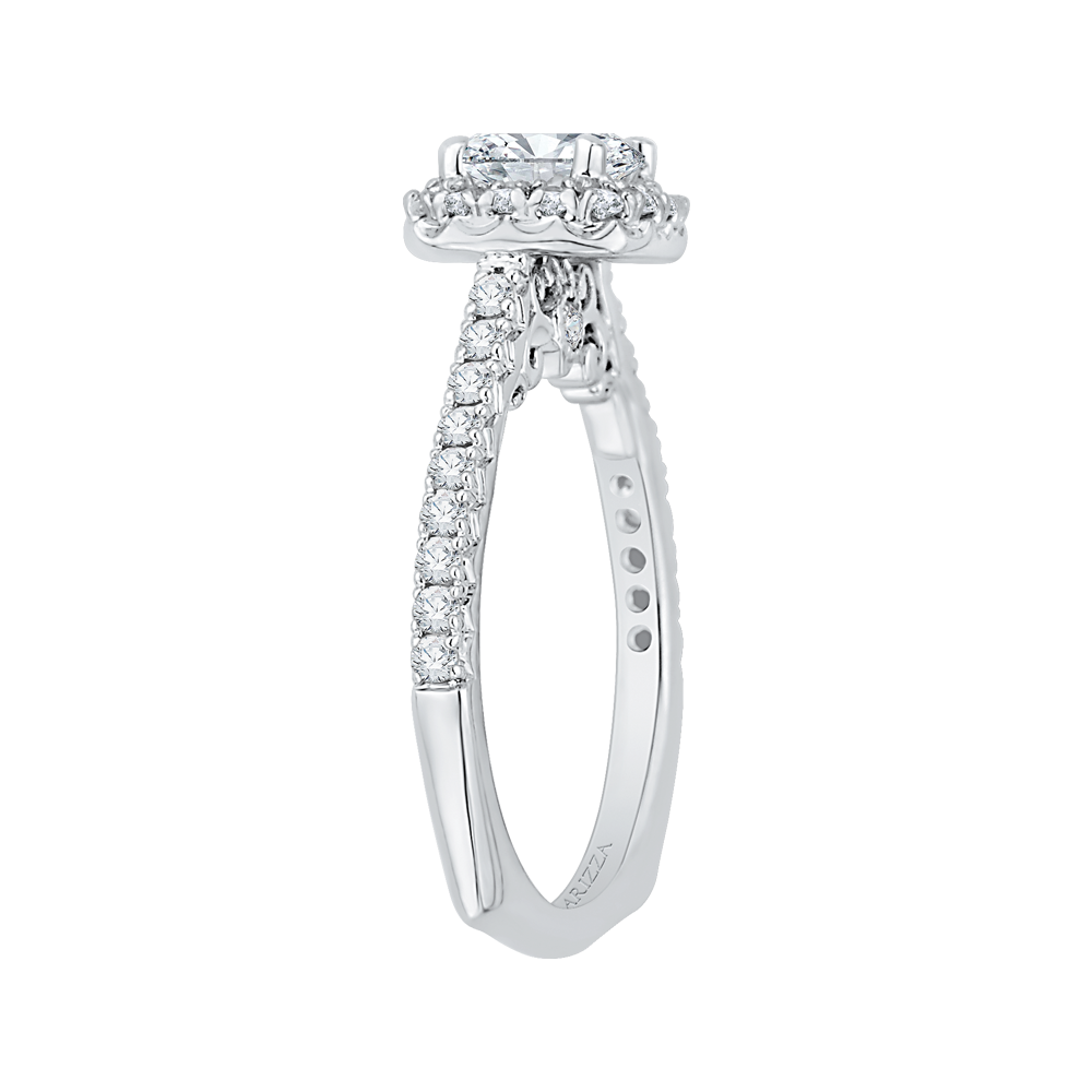 Princess Cut Diamond Halo Engagement Ring in 14K White Gold (Semi-Mount)