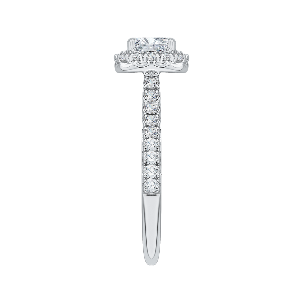 Princess Cut Diamond Halo Engagement Ring in 14K White Gold (Semi-Mount)