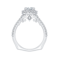 Princess Cut Diamond Halo Engagement Ring in 14K White Gold (Semi-Mount)