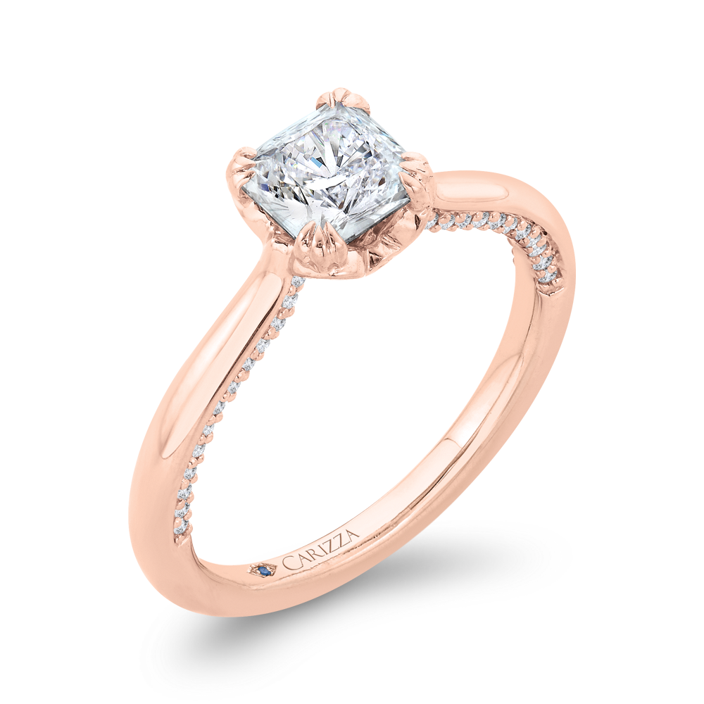 Princess Cut Diamond Engagement Ring in 14K Rose Gold (Semi-Mount)