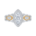 Marquise Cut Diamond Halo Engagement Ring in 14K Two Tone Gold (Semi-Mount)