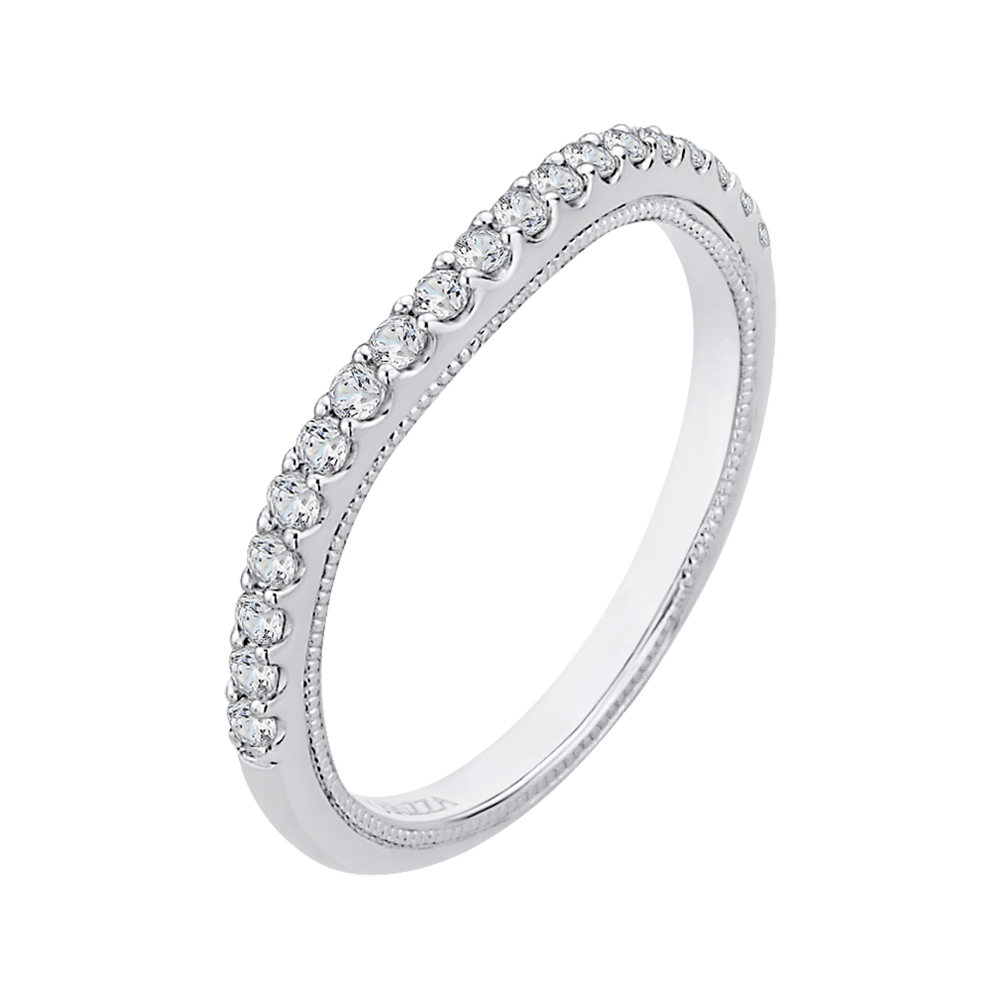 Round Diamond Half-Eternity Wedding Band in 14K White Gold