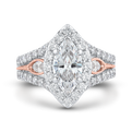 Split Shank Marquise Cut Diamond Halo Engagement Ring in 14K Two Tone Gold (Semi-Mount)