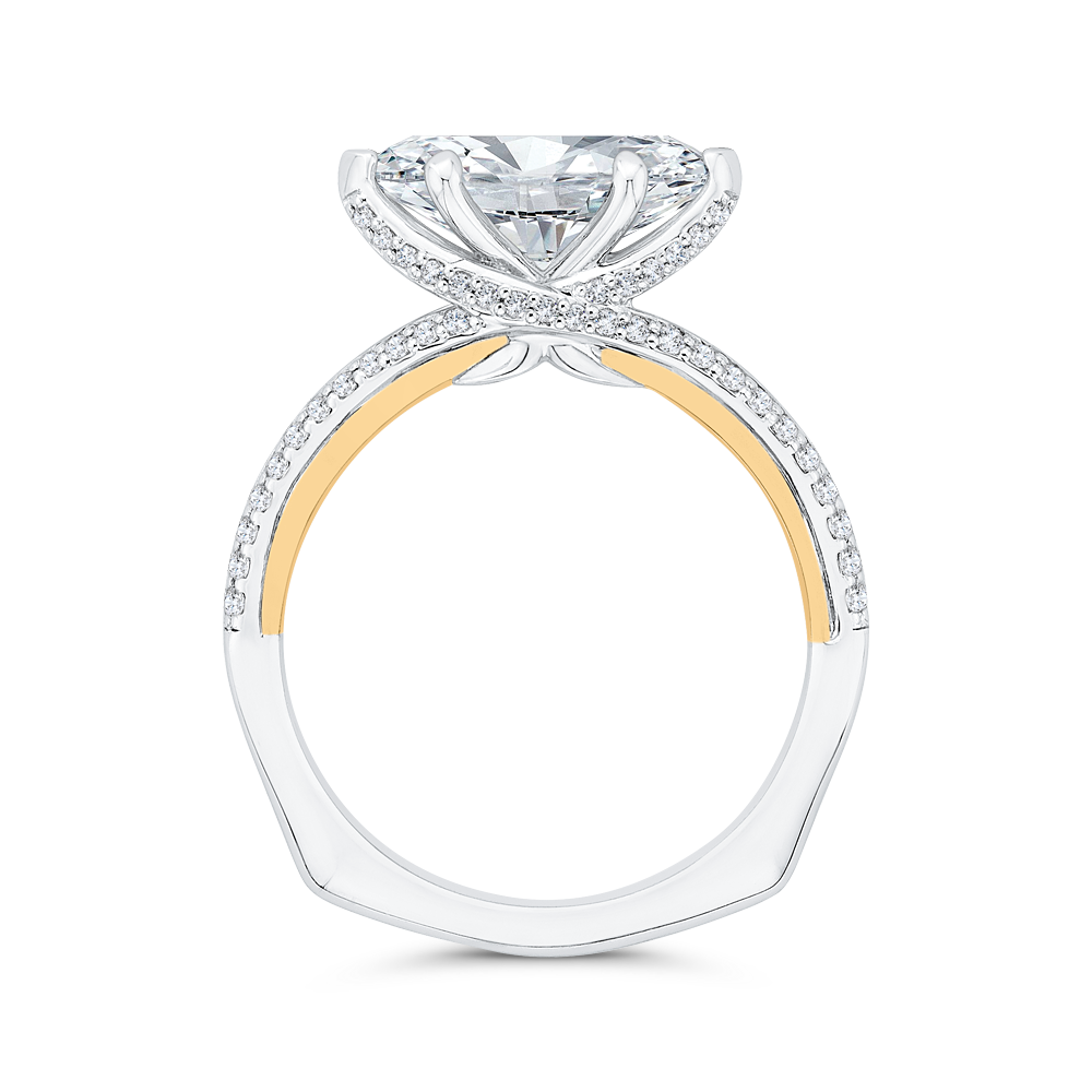 Euro Shank Marquise Cut Diamond Engagement Ring in 14K Two Tone Gold (Semi-Mount)