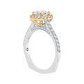 Cushion Cut Diamond Halo Engagement Ring in 14K Two-Tone Gold (Semi-Mount)