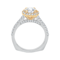 Cushion Cut Diamond Halo Engagement Ring in 14K Two-Tone Gold (Semi-Mount)