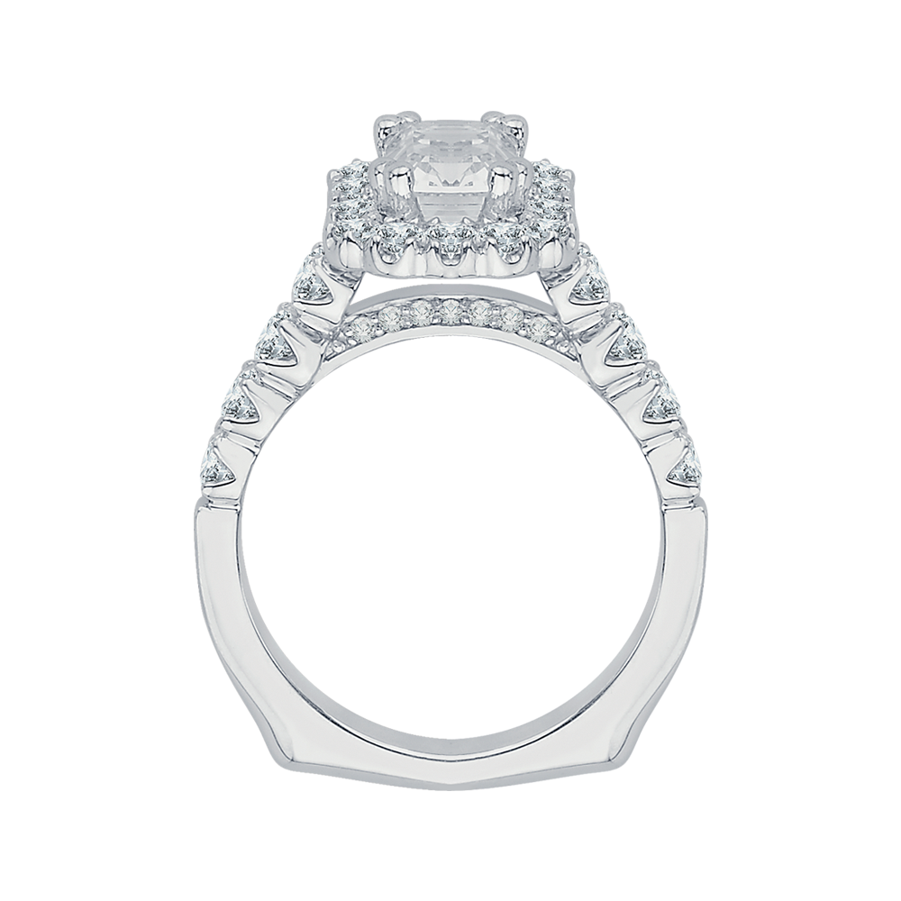 Cushion Cut Euro Shank Diamond Cathedral Style Engagement Ring  in 14K White Gold (Semi-Mount)