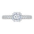 Cushion Cut Euro Shank Diamond Cathedral Style Engagement Ring  in 14K White Gold (Semi-Mount)