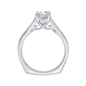 Cushion Cut Diamond Solitaire with Accents Engagement Ring in 14K White Gold (Semi-Mount)