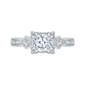 Cushion Cut Diamond Vintage Engagement Ring in 14K White Gold (Semi-Mount)