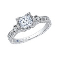 Cushion Cut Diamond Vintage Engagement Ring in 14K White Gold (Semi-Mount)