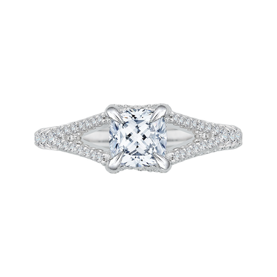 Split Shank Split Shank Cushion Cut Diamond Engagement Ring in 14K White Gold (Semi-Mount)