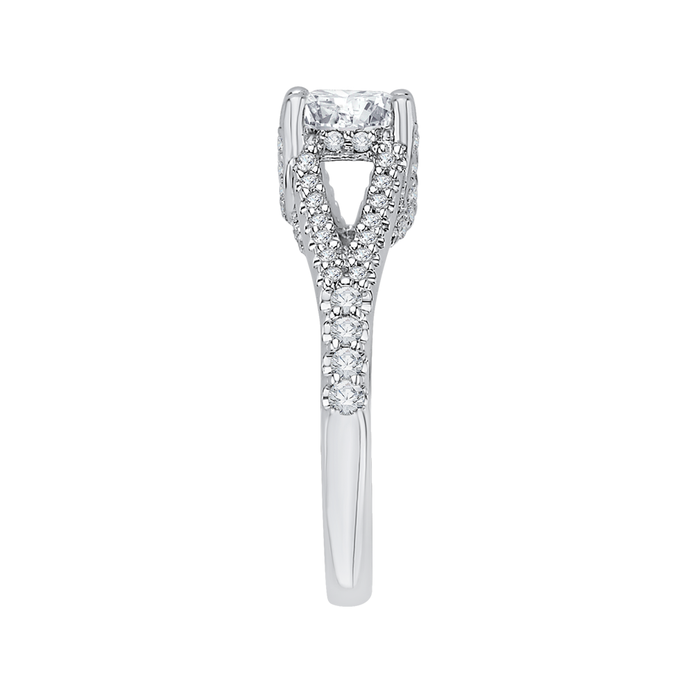 Split Shank Split Shank Cushion Cut Diamond Engagement Ring in 14K White Gold (Semi-Mount)